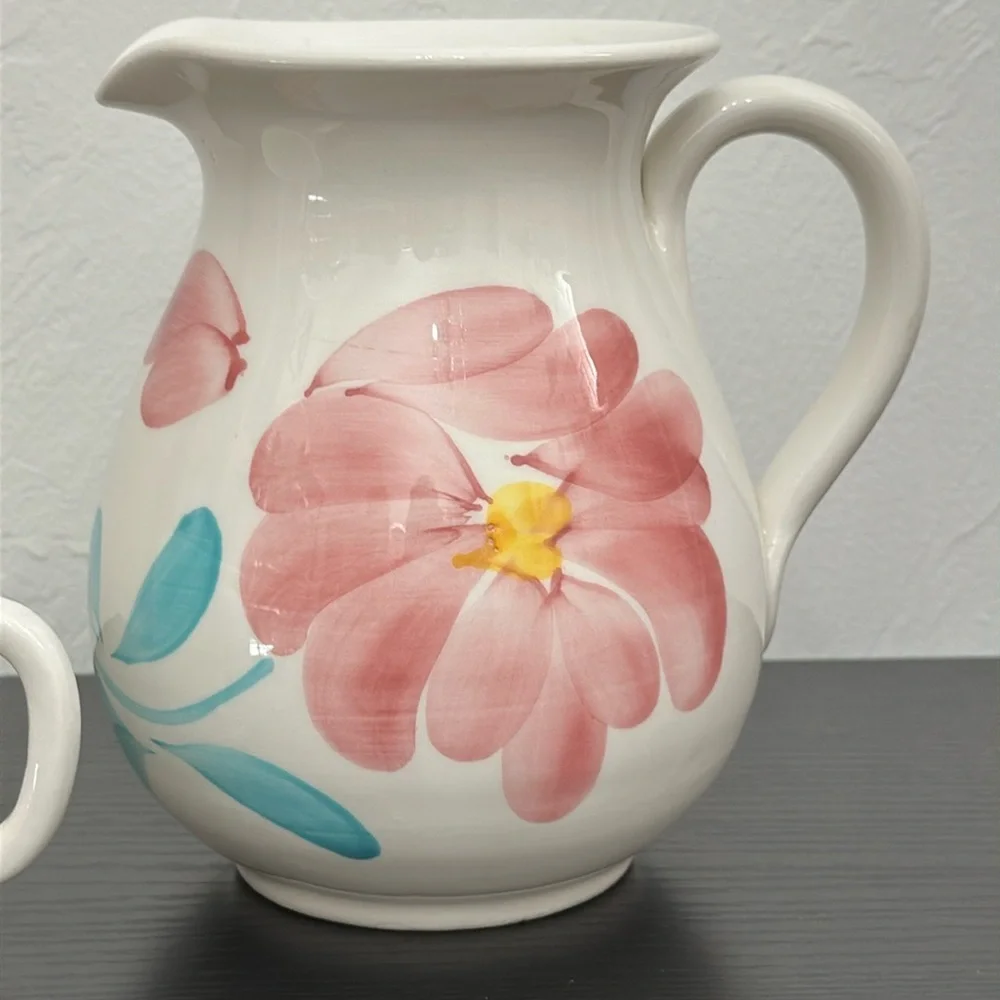 Pier 1 Hand Painted Pitcher & Cup Set Italy